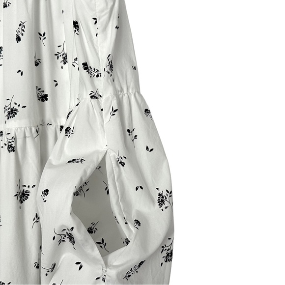 Banana Republic White Floral Cotton Sleeveless Trapeze Dress Size Small - Picture 4 of 13